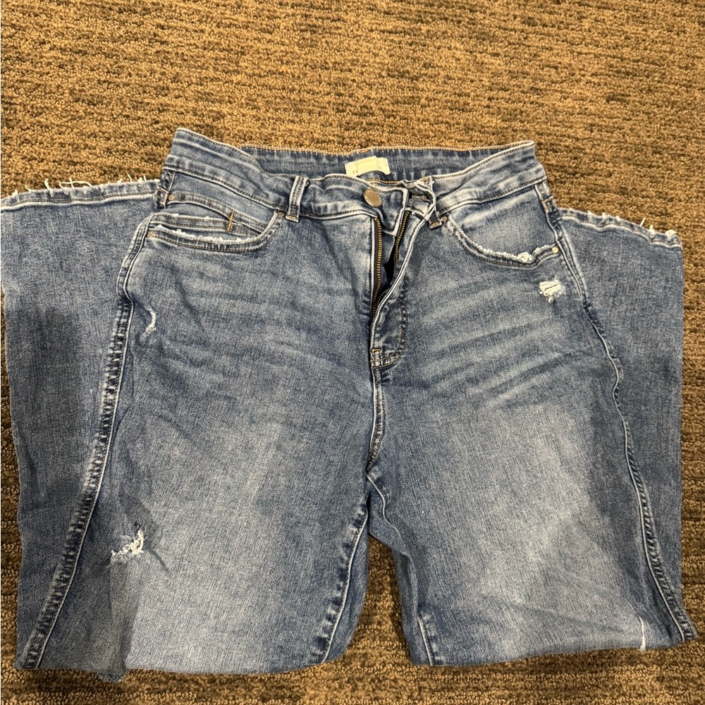 Maurices Distressed Blue Straight Leg Jeans